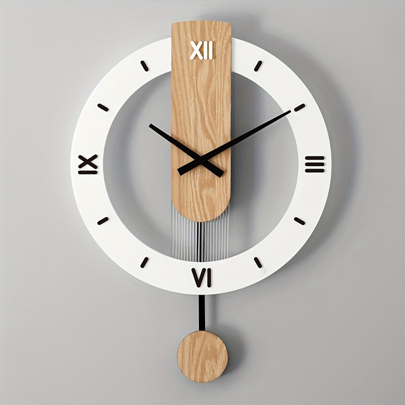 Creatieve Pendule Wandklok van Hout en Acryl – Stijlvol en Stille Decoratie