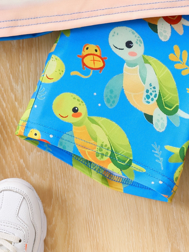 Turtle Print Zomer Set – Casual T-Shirt en Shorts voor Jongens