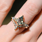 Stijlvol 2-delig Mosagaat Ringenset - Serenia