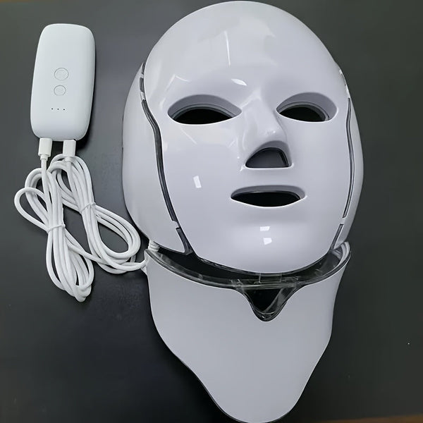 7-Kleur LED Gezichts- en Nekmasker – USB Oplaadbaar Huidverzorgingsapparaat