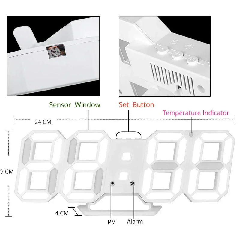 Digitale 3D LED Wandklok – Modern ontwerp met dimfunctie en optimale zichtbaarheid