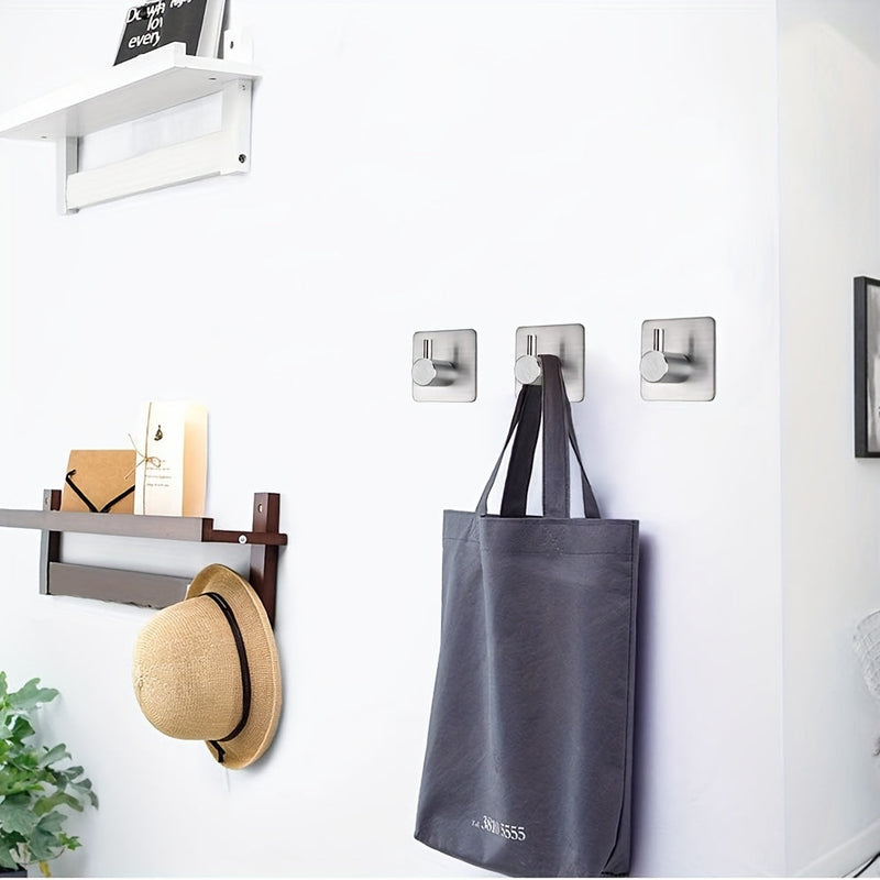 4-delige Zelfklevende RVS Wandhaak Set – Minimalistisch, Krachtig en Waterbestendig
