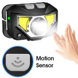 2-Pack Ultra-heldere Oplaadbare LED Hoofdlamp Waterdicht met Bewegingssensor