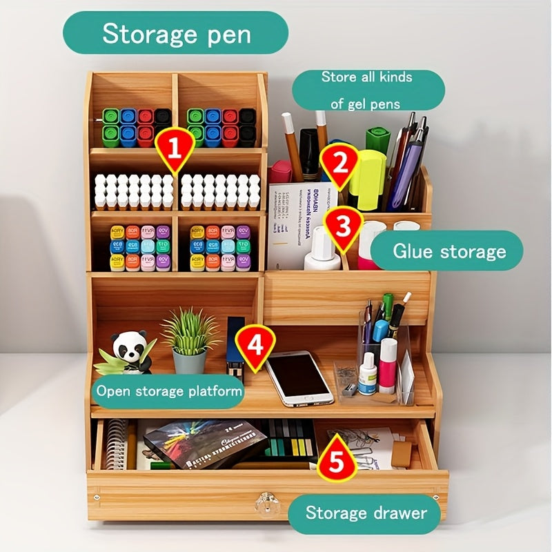 Ruimtelijk Bureaurek van Bamboe met Lade – Organiseer je Werkplek Efficiënt en Stijlvol