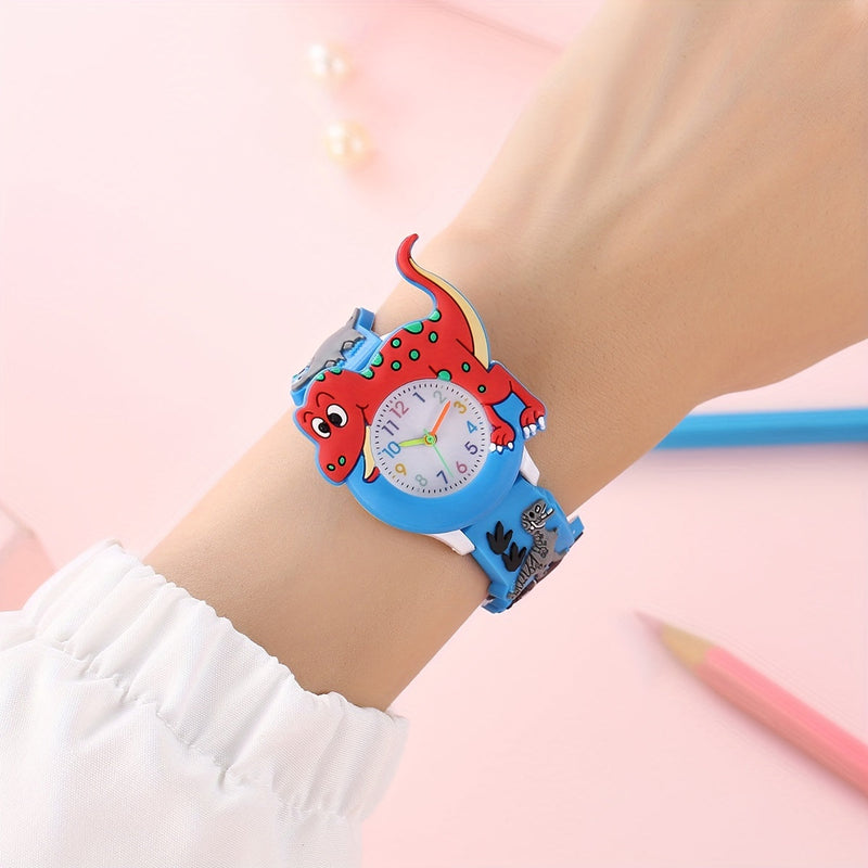 Dinosaurus Kinderhorloge voor Kinderen - Leuke Cartoon Tyrannosaurus Rex met Siliconen Band
