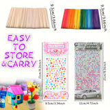 Complete Knutselset voor Kinderen – Creatieve Set met Stickers, Stokken, Veren en Meer
