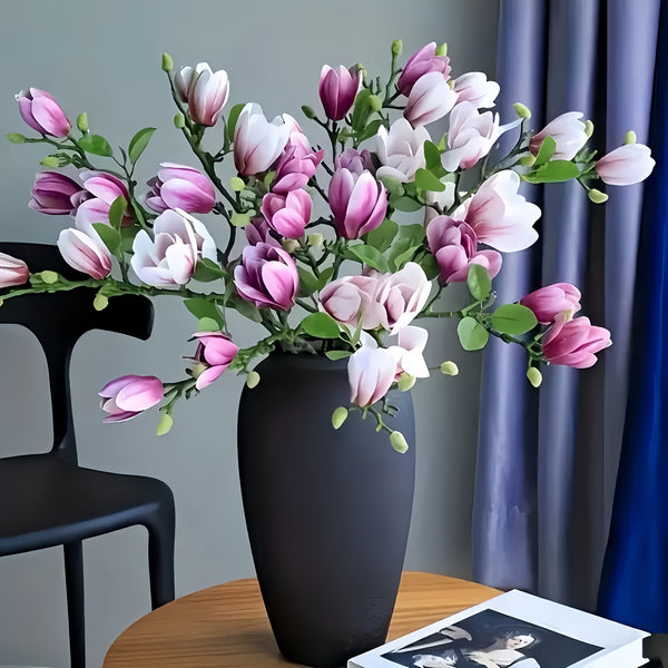 Set van 4 Realistische Magnolia Bloemen – Elegant en Tijdloos voor Bruiloften en Luxe Decoratie