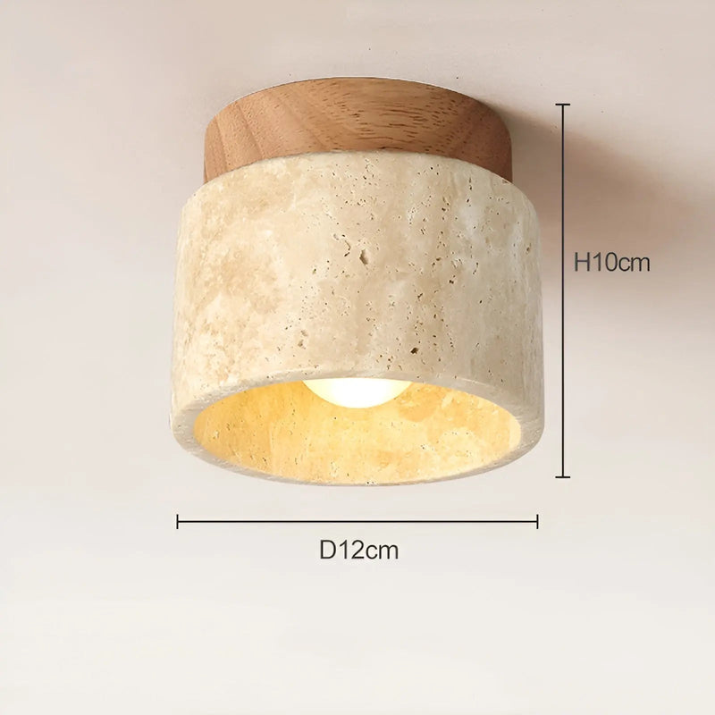 Rustieke Travertin Plafondlamp – TravaGlow
