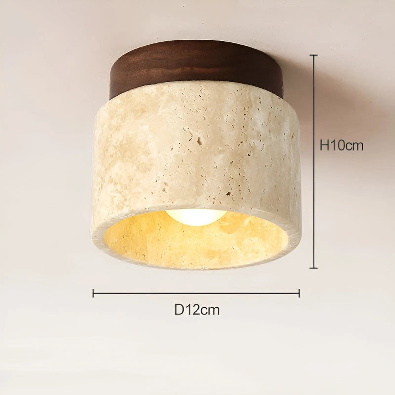 Rustieke Travertin Plafondlamp – TravaGlow