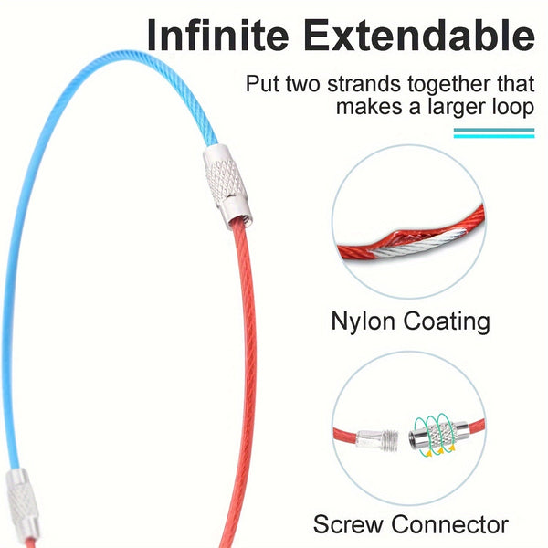 Stalen Kabel Keychains Set – Duurzame Sleutelhangers voor Reizen en Buitenactiviteiten