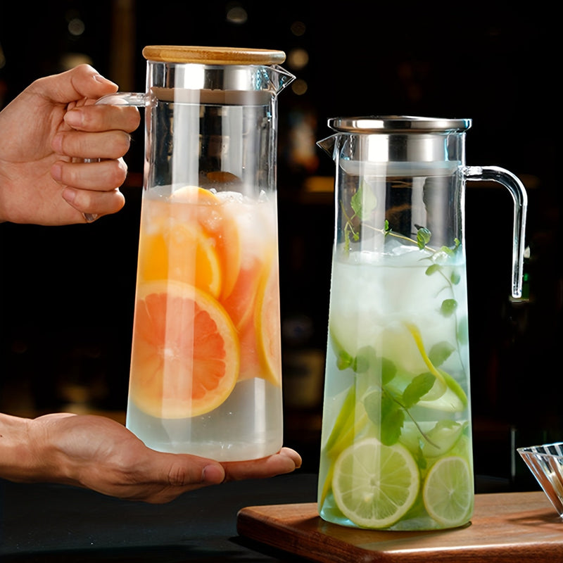 Glazen Waterkan met Deksel – Ideaal voor Sap, Bubble Tea en Verfrissende Zomerdranken