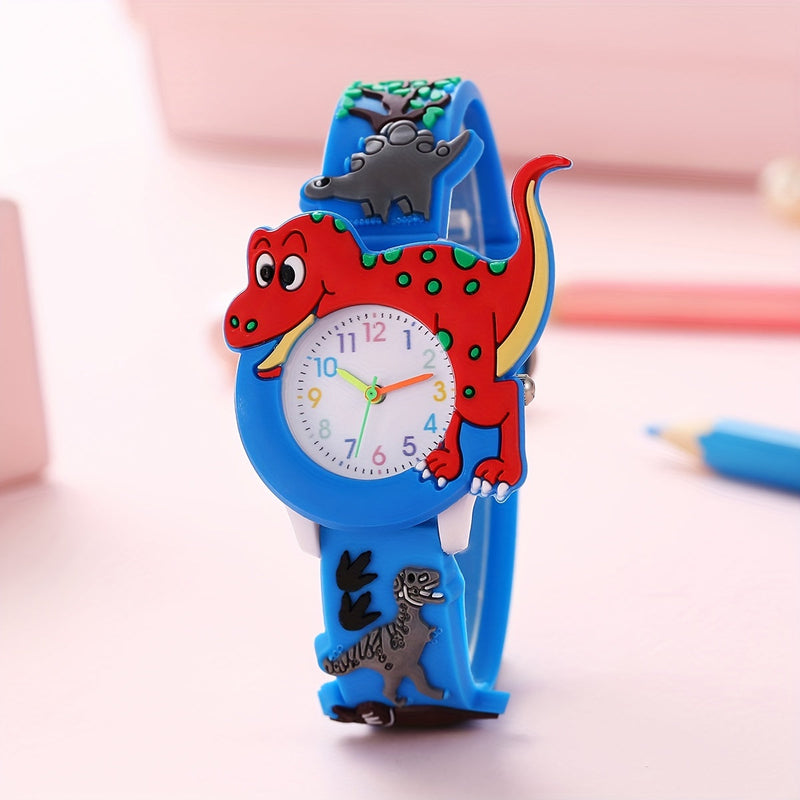 Dinosaurus Kinderhorloge voor Kinderen - Leuke Cartoon Tyrannosaurus Rex met Siliconen Band