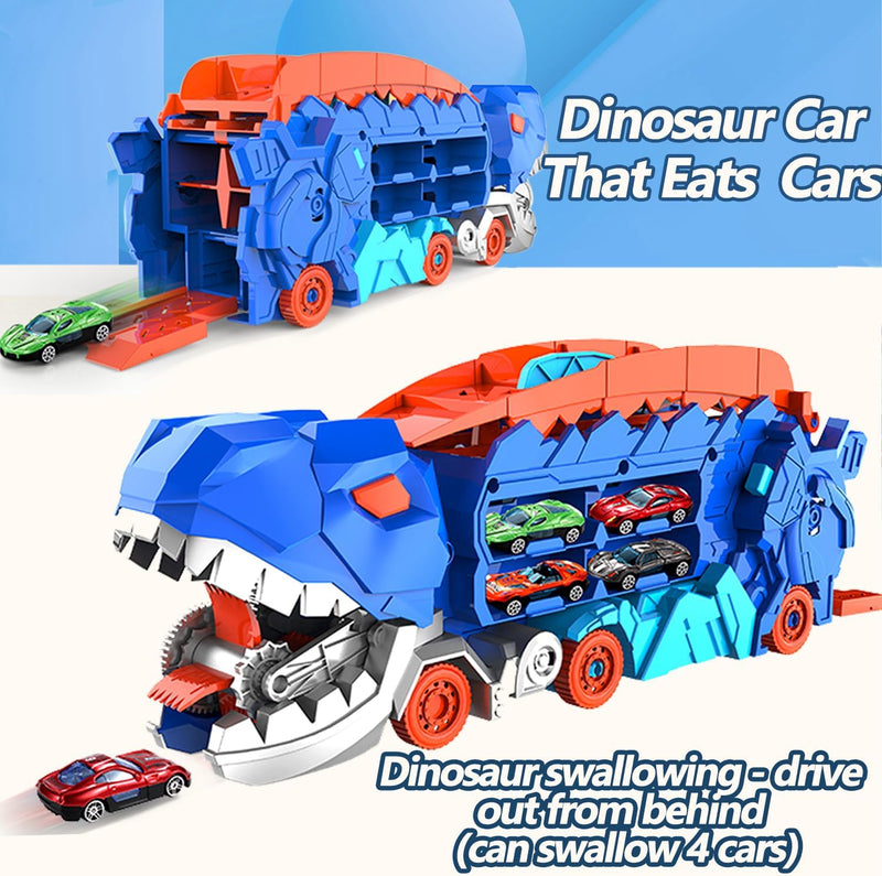 Dino Stad Transporteur - Racebaan & Transformeerbare Vrachtwagen
