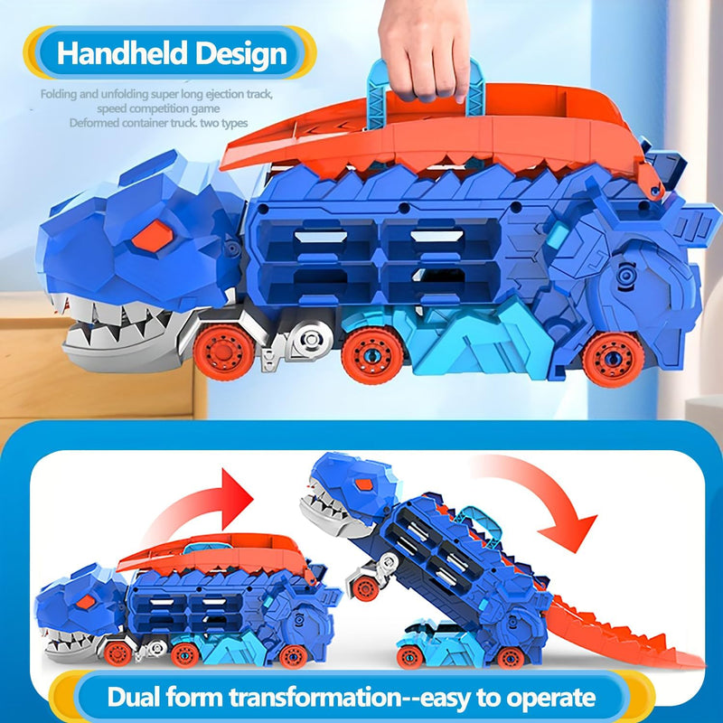 Dino Stad Transporteur - Racebaan & Transformeerbare Vrachtwagen