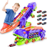 Dino Stad Transporteur - Racebaan & Transformeerbare Vrachtwagen