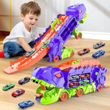 Dino Stad Transporteur - Racebaan & Transformeerbare Vrachtwagen