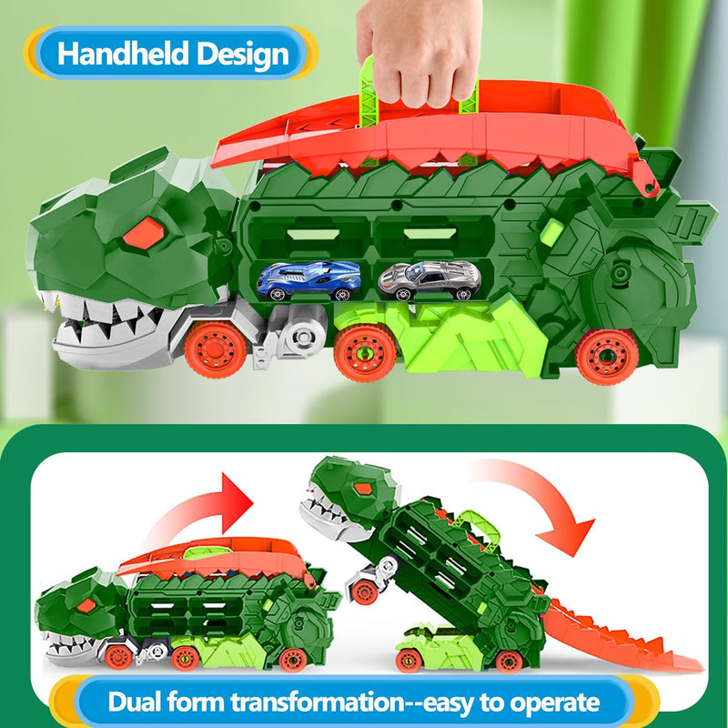 Dino Stad Transporteur - Racebaan & Transformeerbare Vrachtwagen