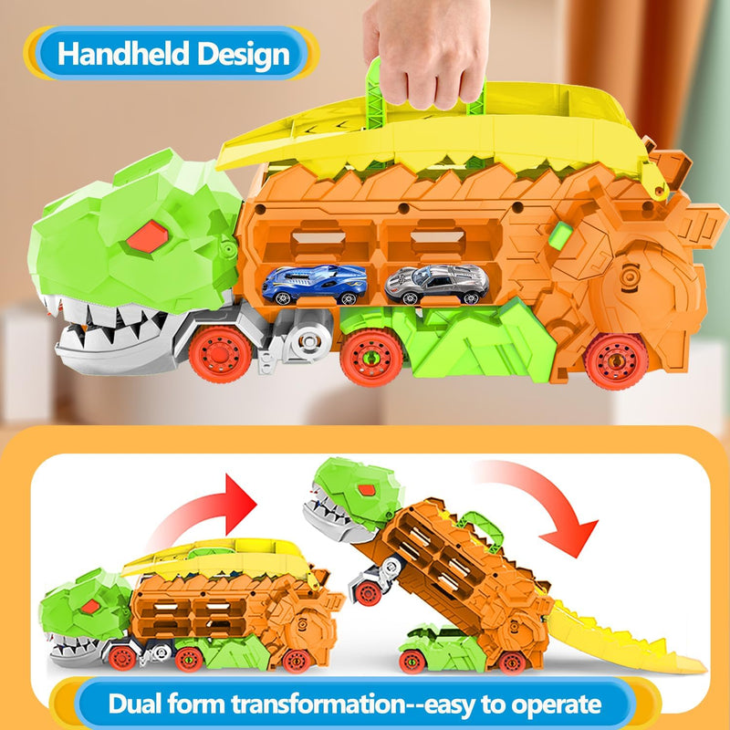 Dino Stad Transporteur - Racebaan & Transformeerbare Vrachtwagen
