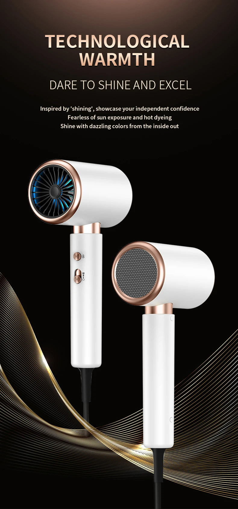 Professionele Föhn 2400W met koude en warme lucht - negatieve ionen - krachtige haardroger voor salonresultaten