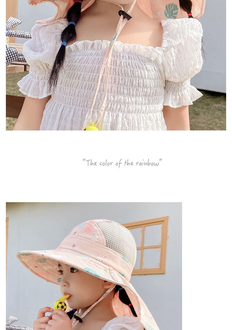 ANTI-UV KINDER ZONNEHUT MET PIJP – ZOMER BUCKET HAT VOOR JONGENS EN MEISJES