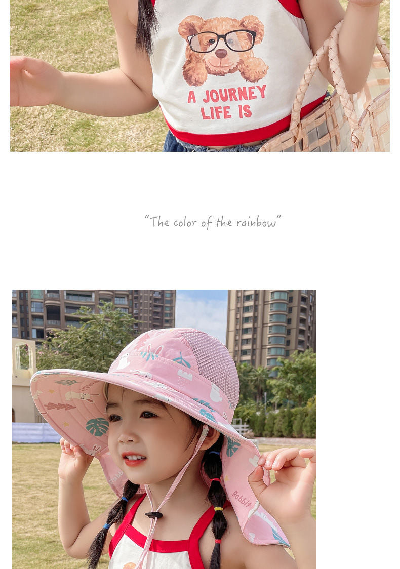 ANTI-UV KINDER ZONNEHUT MET PIJP – ZOMER BUCKET HAT VOOR JONGENS EN MEISJES