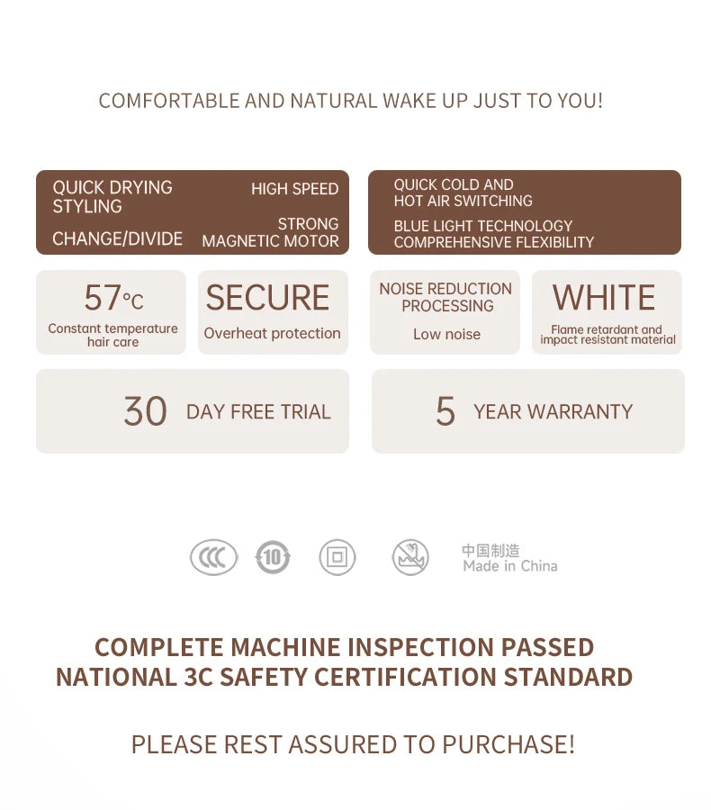 Professionele Föhn 2400W met koude en warme lucht - negatieve ionen - krachtige haardroger voor salonresultaten