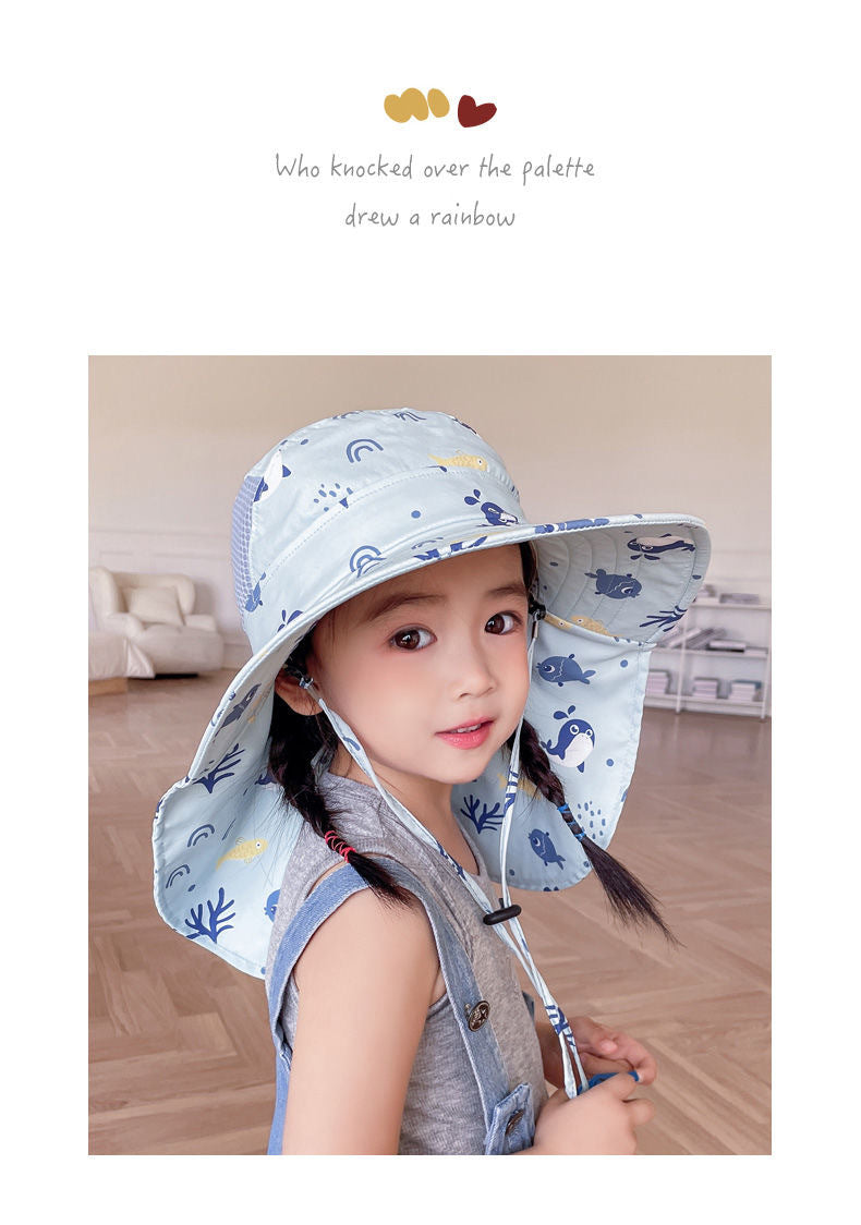 ANTI-UV KINDER ZONNEHUT MET PIJP – ZOMER BUCKET HAT VOOR JONGENS EN MEISJES