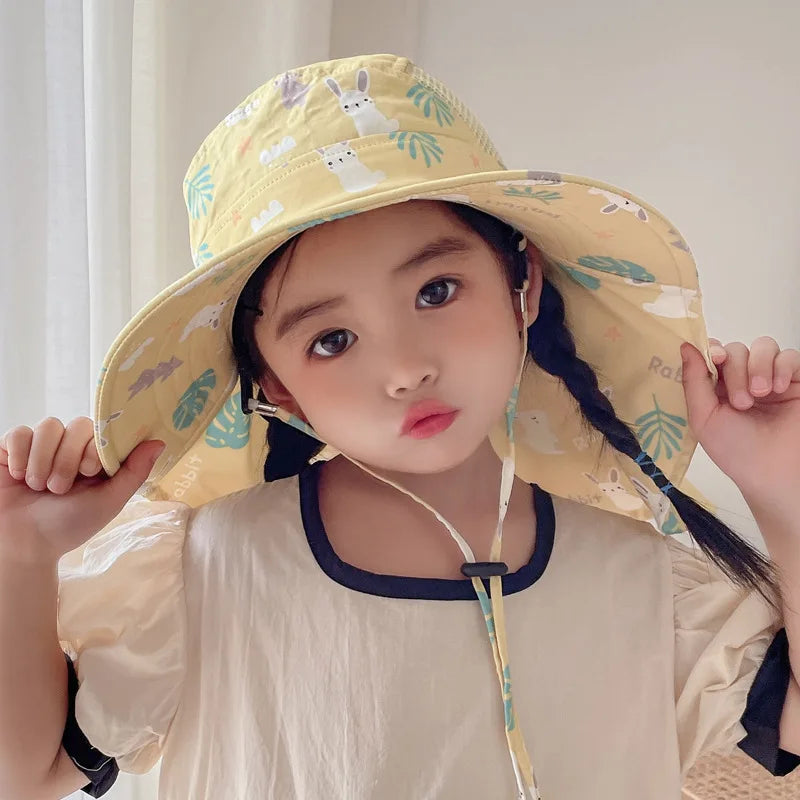 ANTI-UV KINDER ZONNEHUT MET PIJP – ZOMER BUCKET HAT VOOR JONGENS EN MEISJES