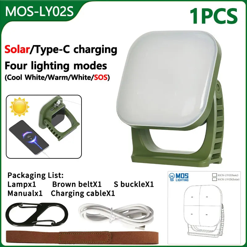 80W LED Zonne-oplaadbare Campinglamp met Magneet en Zoomfunctie