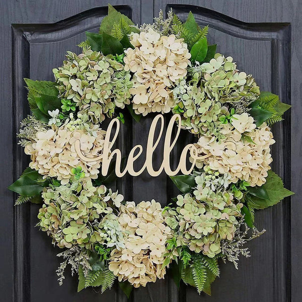 Groene Hortensia Krans Met Hallo Bord