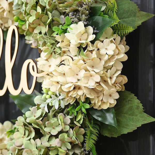 Groene Hortensia Krans Met Hallo Bord