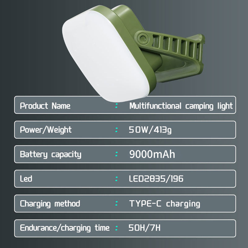 80W LED Zonne-oplaadbare Campinglamp met Magneet en Zoomfunctie