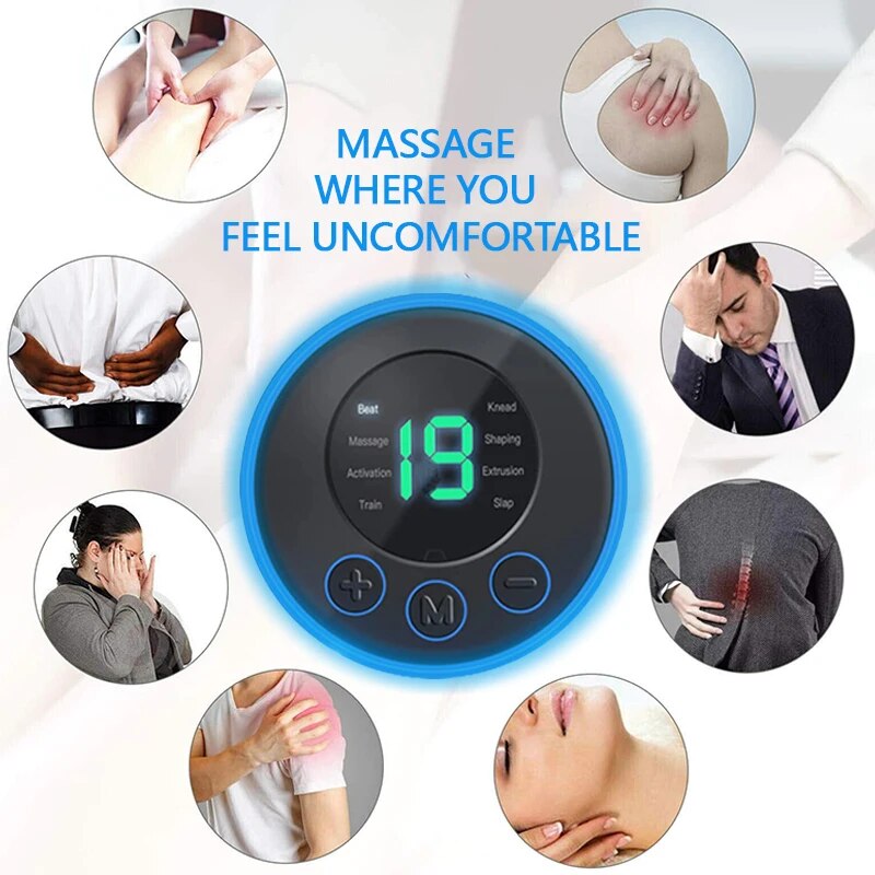 Draagbare Elektrische Mini-Halsmassager met Pad & Afstandsbediening | Slim Massageapparaat