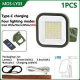 80W LED Zonne-oplaadbare Campinglamp met Magneet en Zoomfunctie