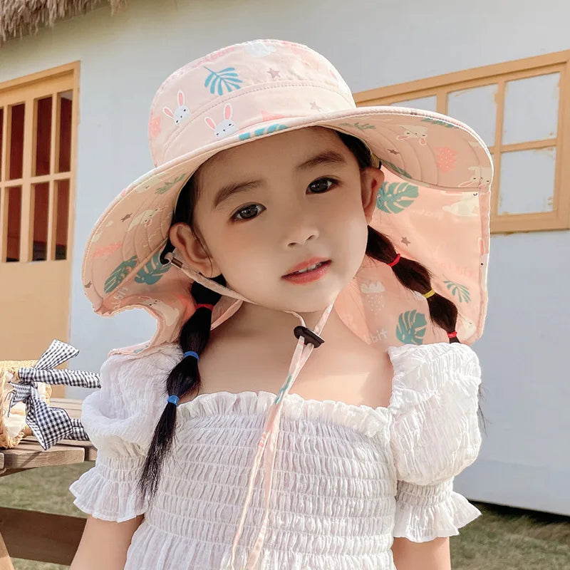 ANTI-UV KINDER ZONNEHUT MET PIJP – ZOMER BUCKET HAT VOOR JONGENS EN MEISJES