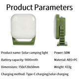 80W LED Zonne-oplaadbare Campinglamp met Magneet en Zoomfunctie