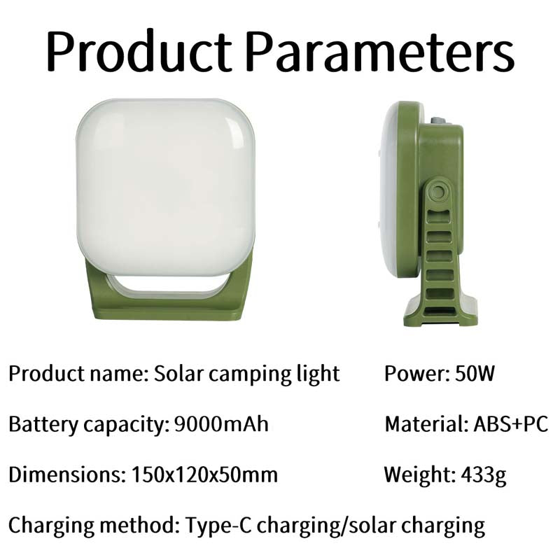 80W LED Zonne-oplaadbare Campinglamp met Magneet en Zoomfunctie