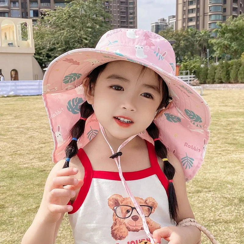 ANTI-UV KINDER ZONNEHUT MET PIJP – ZOMER BUCKET HAT VOOR JONGENS EN MEISJES