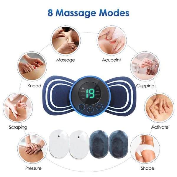 Draagbare Elektrische Mini-Halsmassager met Pad & Afstandsbediening | Slim Massageapparaat