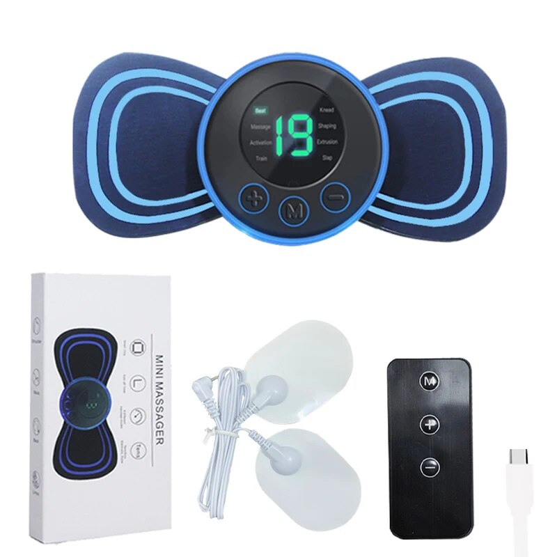 Draagbare Elektrische Mini-Halsmassager met Pad & Afstandsbediening | Slim Massageapparaat