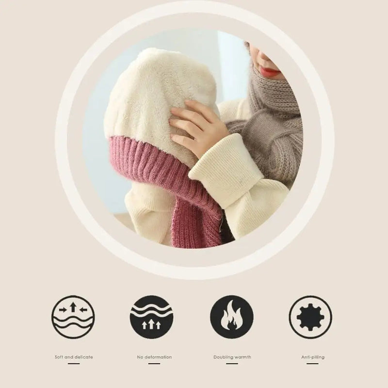 Gebreide Wintermuts met Geïntegreerde Sjaal – 2-in-1 Ontwerp