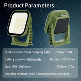 80W LED Zonne-oplaadbare Campinglamp met Magneet en Zoomfunctie