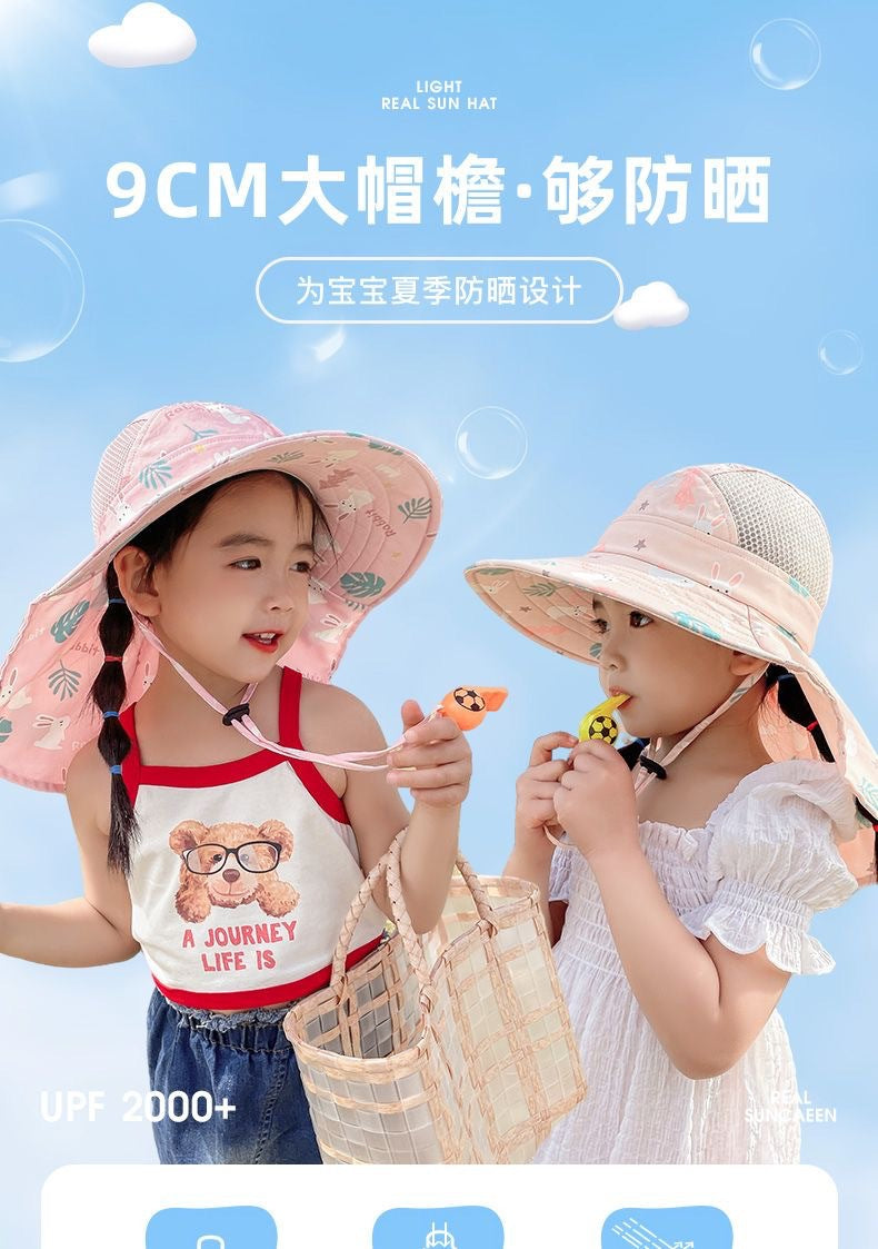 ANTI-UV KINDER ZONNEHUT MET PIJP – ZOMER BUCKET HAT VOOR JONGENS EN MEISJES