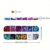 12 Kleuren Sterren Sequins – Glitter Sequins in Lange Doos voor DIY en Scrapbooking