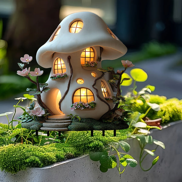 Betoverend Kersthuisje Tuinbeeld - Een Magische Sfeer voor je Tuin
