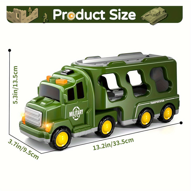 ArmyForce 14-in-1 Militaire Speelgoedset - Vrachtwagen met Tanks, Soldaten en Geluidseffecten