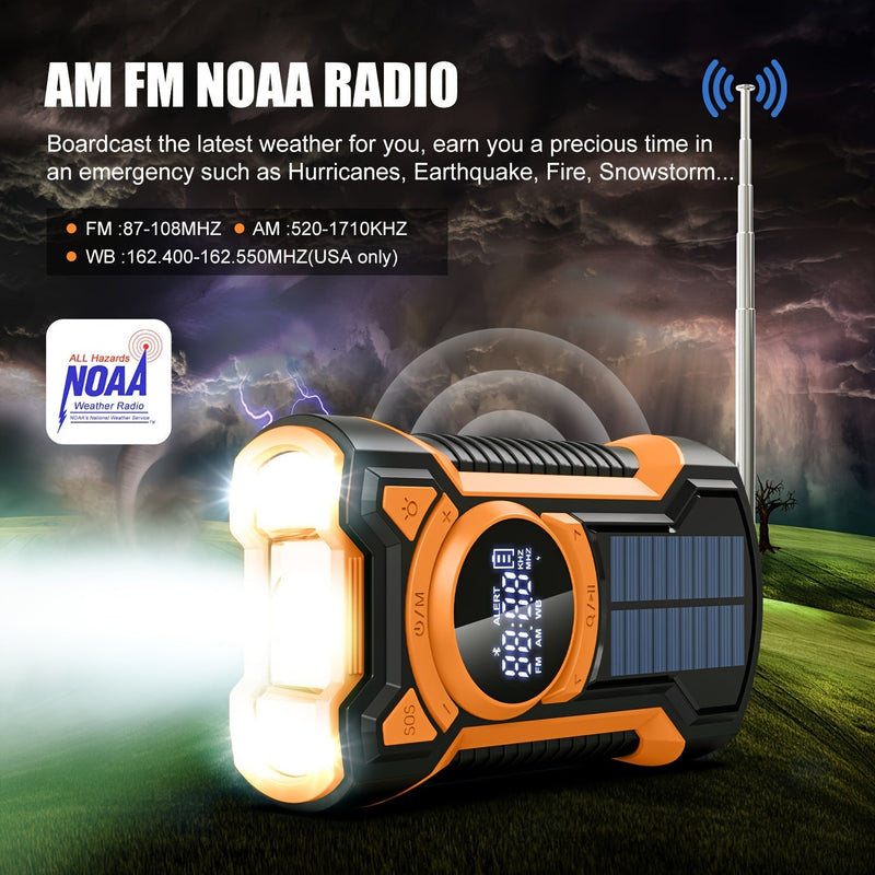 All-in-One Noodradio met Handcrank en Zonnepaneel – Voor Kamperen en Noodsituaties