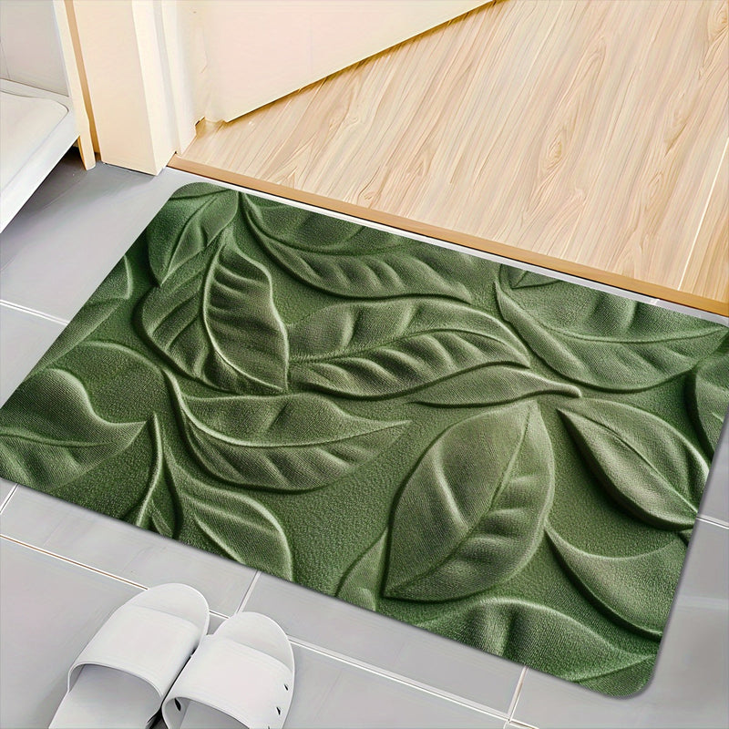 Diatomeeënaarde Badmat met Groen Bladerenpatroon – Absorberend en Sneldrogend