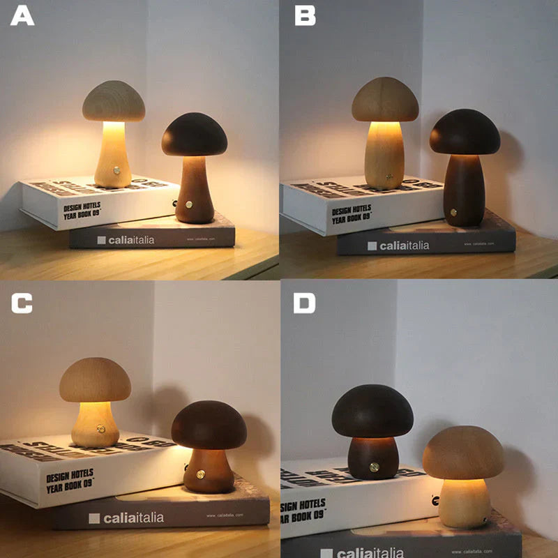 Houten Paddenstoel LED Nachtlamp - GlowShroom