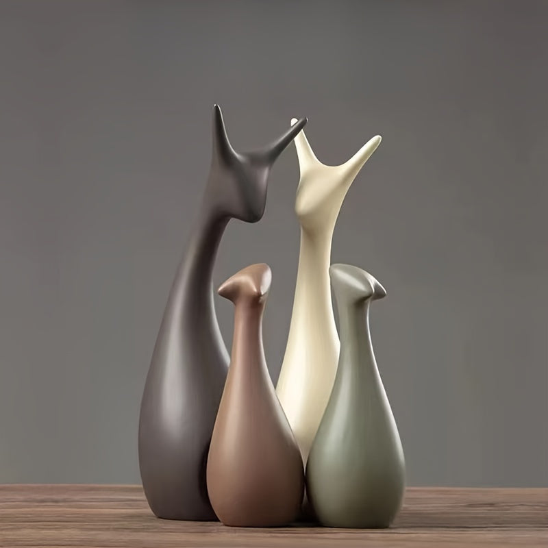 Keramische Hert Beeld Set – Luxe Decor voor Woonkamer en Kantoor